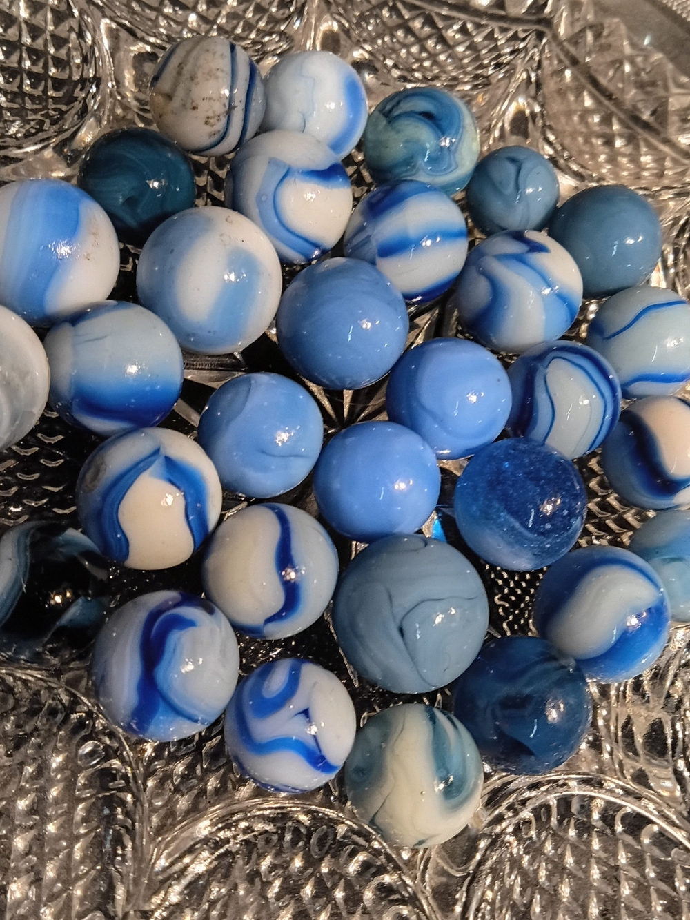 Blue & White Glass Bead Necklace Strand - Women Jewelry